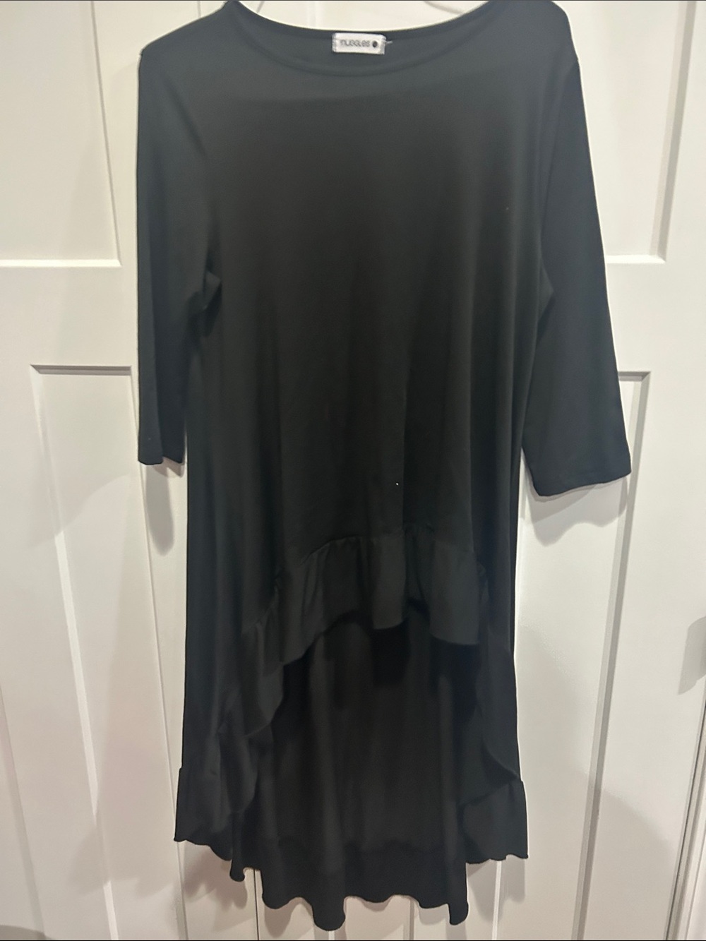 Nuggles- Black High-Low Ruffle Hem Dress